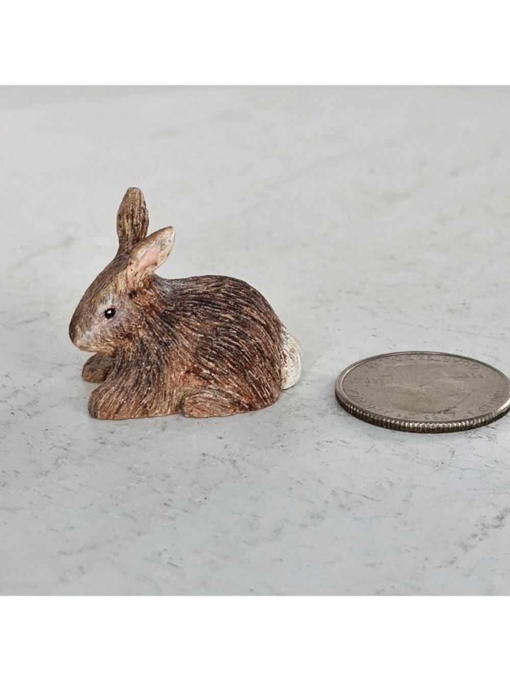 Hand Carved Wood Bunny Rabbit Figurine By Buyrl Ann Franks Miniature Sculpture - Picture 8 of 8
